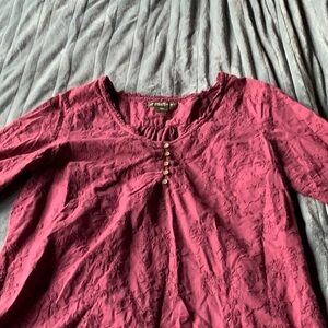 Eddie Bauer maroon cotton Henley blouse